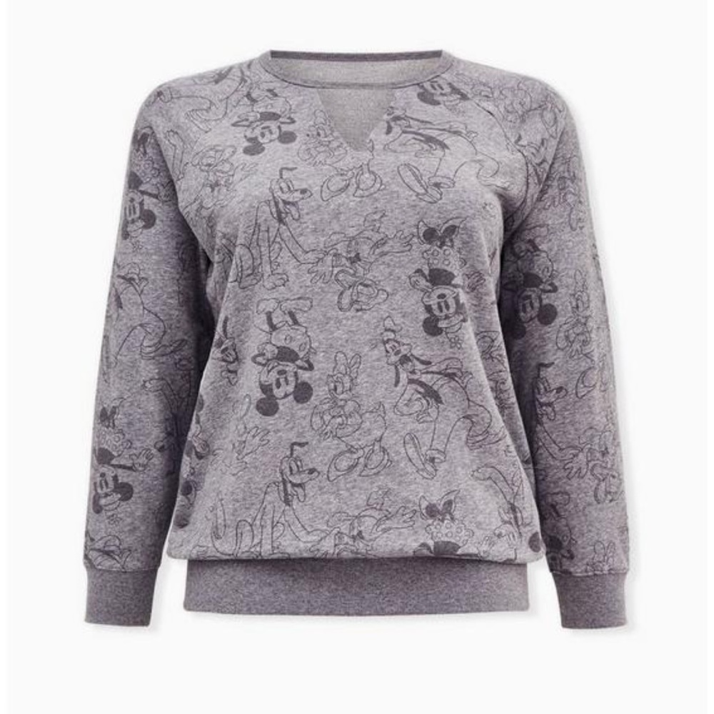 Torrid Disney Mickey Mouse & Friends Heather Grey Terry Keyhole Sweatshirt